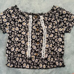Floral Black and White Women's Top